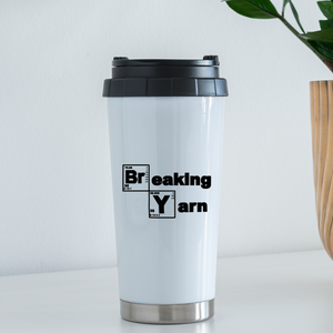 Breaking Yarn Logo Travel Mug - white